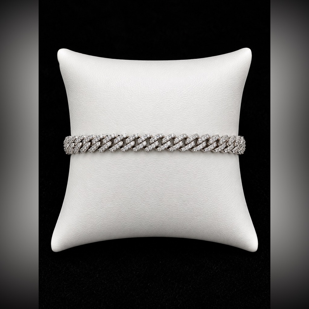 925 Sterling Silver 2.01CTW MOISSANITE Monaco Link Chain Ladies Bracelet Size 7”